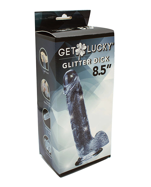 Shimmering 8.5" Glitter Real Skin Dildo - Clear - featured product image.