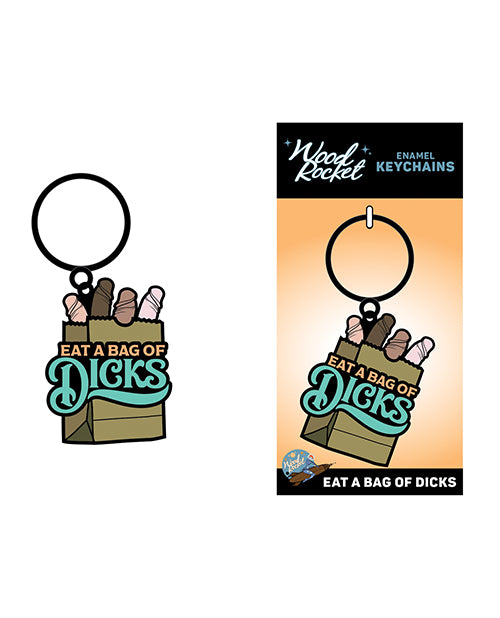 Wood Rocket Eat A Bag of Dicks Keychain - Tan - featured product image.