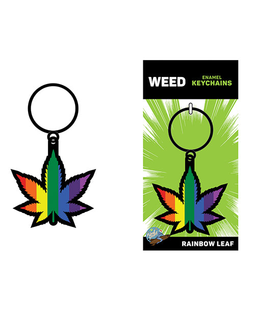 Wood Rocket Rainbow Leaf Keychain - Pride Flag Colours - featured product image.