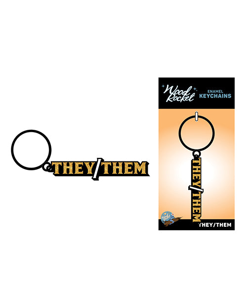 Black/Gold Glittery Enamel They/Them Keychain - featured product image.