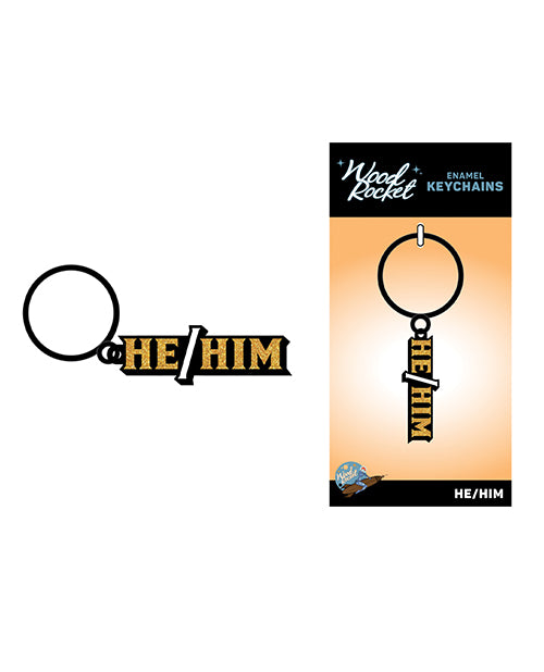 He/Him Pronouns Glitter Keychain 🖤✨ - featured product image.