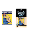 Wood Rocket "I Will Fuck You Up!" Pin - Multi Color