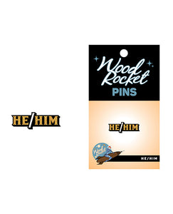 Wood Rocket He/Him Pin in Black/Gold - Celebrate Your Identity with Elegance