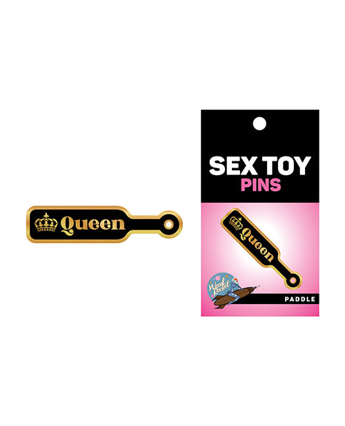 Wood Rocket Sex Toy Queen Paddle Large Pin - Black/Gold Product Image.