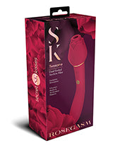 Secret Kisses Rosegasm Twosome: Dual-Ended Rose Bud with Clitoral Suction & G-Spot Vibe Product Image.