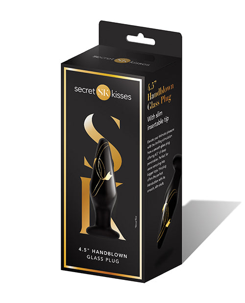 Secret Kisses Luxury Black/Gold Handblown Glass Plug - featured product image.