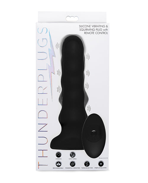 ThunderPlugs Vibrating & Squirming Plug with Remote - Black Product Image.
