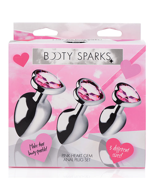 Booty Sparks Pink Heart Gem Anal Plug Set - featured product image.