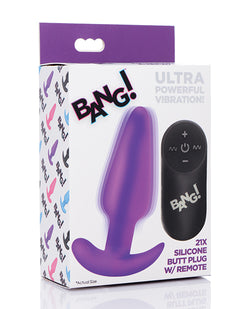 Bang! 21x Vibrating Silicone Butt Plug with Remote - Ultimate Pleasure Experience