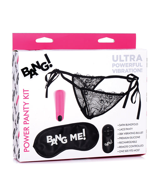 ¡Estallido! Kit Power Panty &amp; Blindfold - Rosa: Vibraciones discretas y emociones sensoriales - featured product image.