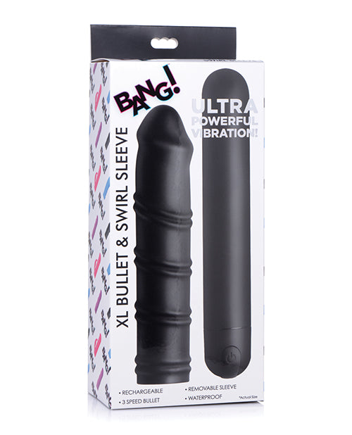Shop for the Bang! XL Bullet & Swirl Silicone Sleeve - Black at My Ruby Lips