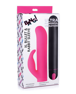 ¡Estallido! Funda de silicona XL Bullet & Rabbit - Rosa: mejora definitiva del placer