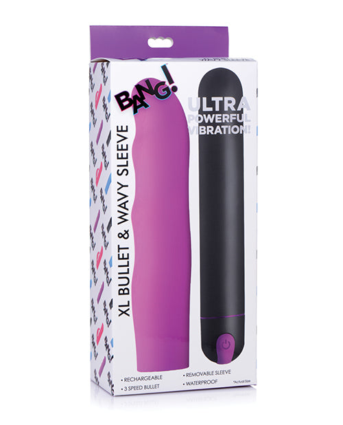 Shop for the Bang! XL Bullet & Wavy Silicone Sleeve - Purple: Intense Vibrations, Versatile Design, Easy to Clean at My Ruby Lips