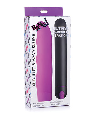 Bang! XL Bullet & Wavy Silicone Sleeve - Purple: Intense Vibrations, Versatile Design, Easy to Clean