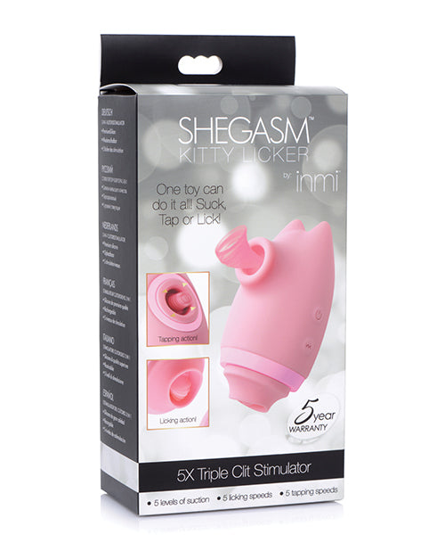 Inmi Shegasm Kitty Licker 5X Triple Clit Stimulator - Pink Product Image.