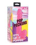 Pop Peckers 6.5 吋逼真假陽具帶球 - 亮紫色