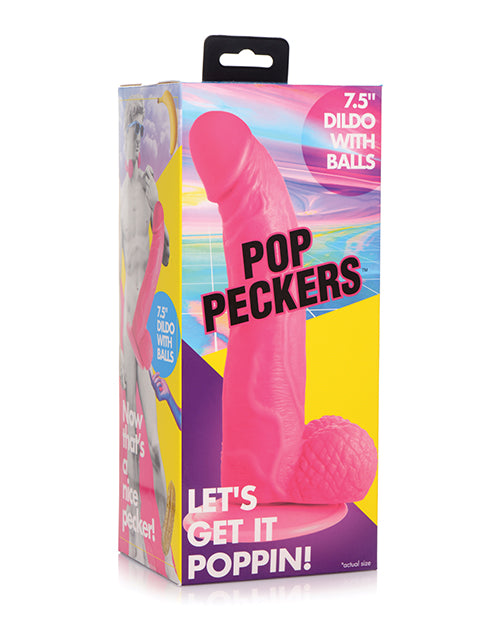 Pop Peckers 7.5" Purple Dildo with Balls – Embrace Your Desires - featured product image.