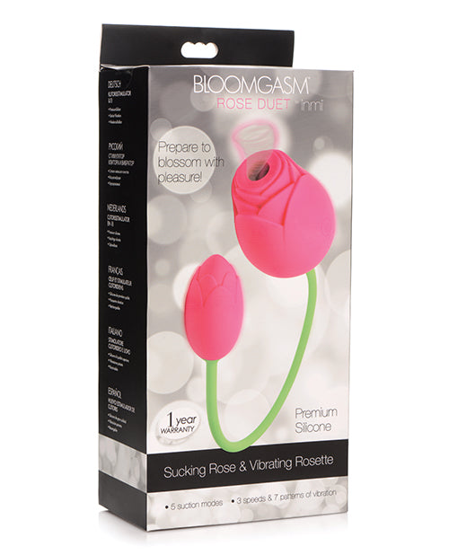 Inmi Bloomgasm 5X Suction Rose Duet - Pink: Dual Pleasure & Sensory Delight Product Image.