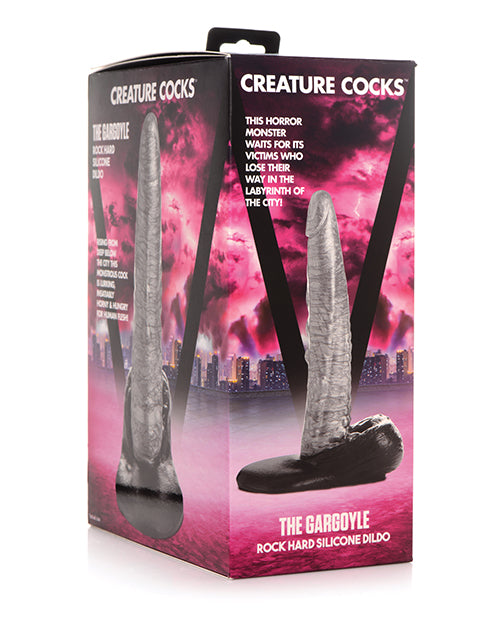 Shop for the Creature Cocks The Gargoyle Rock Hard Silicone Dildo - Silver/Black at My Ruby Lips