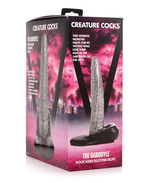 Creature Cocks The Gargoyle Rock Hard Silicone Dildo - Silver/Black - featured product image.