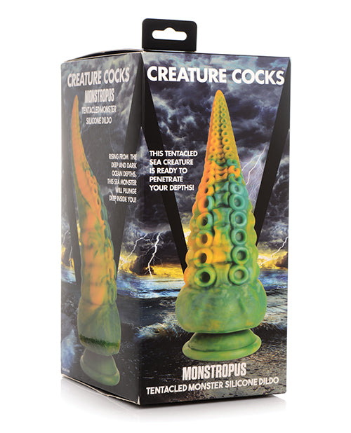 Creature Cocks Monstropus Tentacled Monster Consolador de silicona - Verde/Amarillo - featured product image.