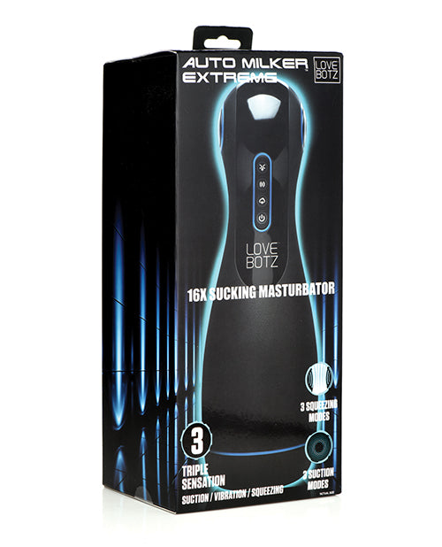 LoveBotz Auto Milker Extreme 16x Sucking Masturbator - Black - featured product image.