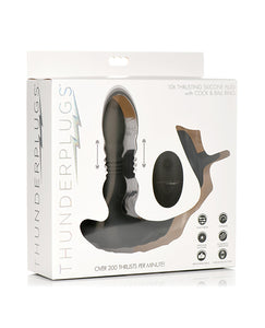 ThunderPlugs 10X Thrusting Silicone Vibrator with Cock & Ball Strap - Black
