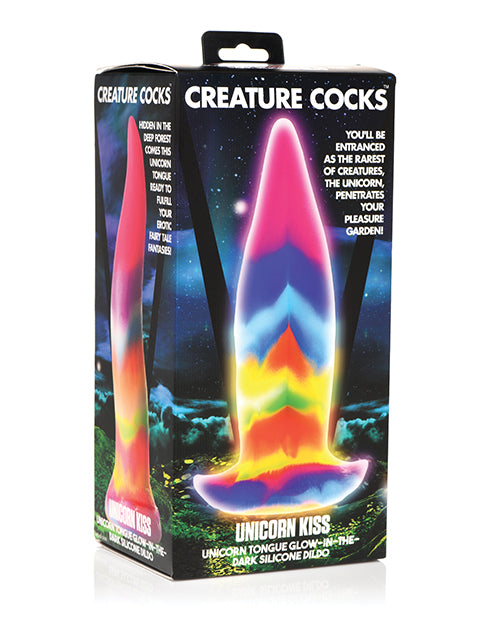 Glow-in-the-Dark Unicorn Kiss Silicone Tongue Dildo - featured product image.
