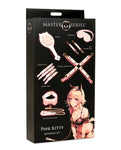 Juego de bondage Master Series Tiger Kitty - Cuero vegano rosa y detalles dorados