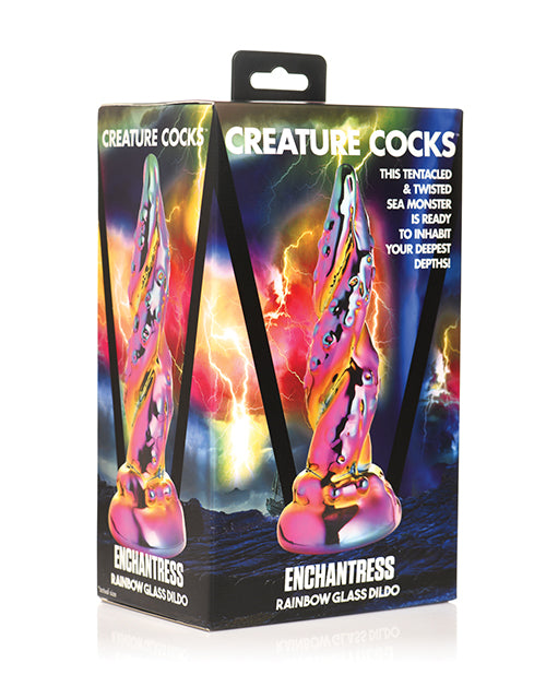 Creature Cocks Enchantress Rainbow Glass Dildo - Mesmerising Kraken Design Product Image.