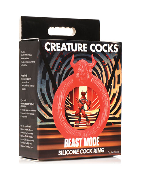 Creature Cocks Beast Mode Red Silicone Cock Ring Product Image.