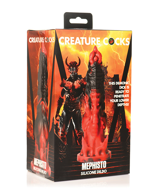 Creature Cocks Mephisto Consolador de Silicona - Negro/Rojo: Realista, de Alta Calidad, Llamativo Product Image.