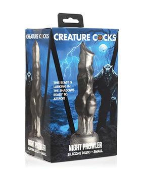 Night Prowler Silicone Dildo - Black/Silver - Featured Product Image