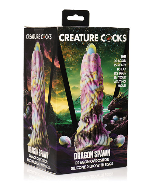 Dragon Spawn Silicone Dildo with Eggs - Multi Colour - featured product image.