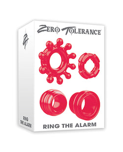 "Juego de anillos para el pene con alarma de tolerancia cero - Rojo"