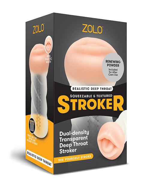 ZOLO Realistic Dual Density Transparent Deep Throat Stroker - featured product image.