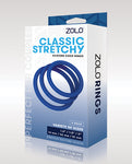 Zolo Stretchy Silicone Cock Rings Set - Blue (Set of 3)