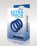 Zolo Extra Thick Silicone Cock Rings - Blue Pack of 3