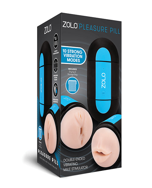 Encantadora píldora de placer ZOLO: estimulador vibratorio de doble extremo en marfil - featured product image.