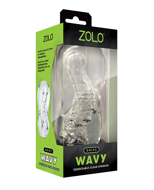 ZOLO Gripz Wavy Stroker - Clear - featured product image.